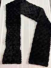Black Faux Fur Scarf Wrap 64 X 7 Neck Warmer