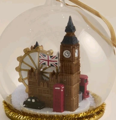MARKS & SPENCER THEMES OF LONDON CHRISTMAS GLASS CLOCHE HANGING DEC NEW MARKS AND SPENCER