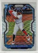 2021 Panini Prizm #118 Monte Harrison White Wave Prizm RC Miami Marlins