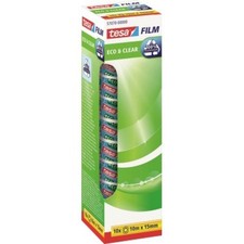 tesafilm eco & clear, 10 rolek, 15mm x 10m, pudełko biurowe
