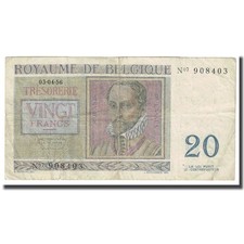 [#642241] Banknote, Belgium, 20 Francs, 1956, 1956-04-03, KM:132b, AU(50-53)