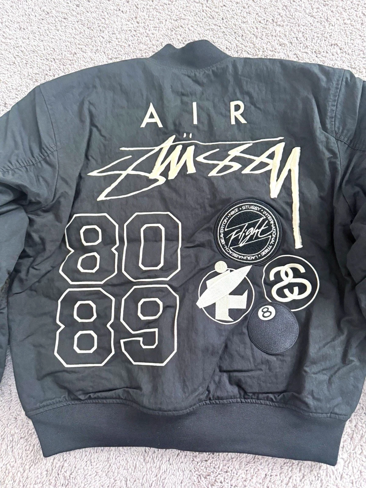 Nike X Stussy Reversible Limited Edition Black Bomber Jacket Men's S FJ9153-010 - product detail image 1