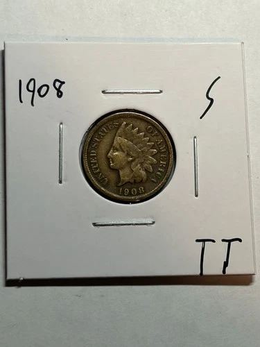 1908-S Indian Head Cent 1c VG Very Good Key Date