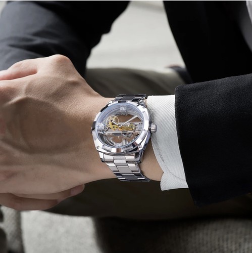 Forsining Mens Skeleton Mechanical Waterproof Luxury Watch Hollow Gift - Picture 6 of 11