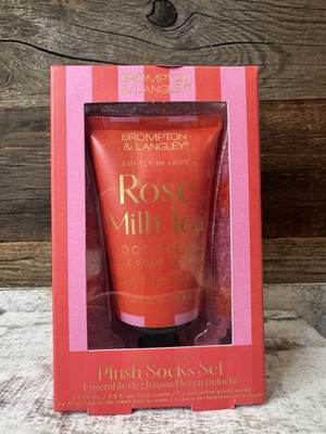 Brompton & Langley Rose Milk Tea Foot Cream 2.5oz Gift Pack With Socks New
