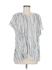 H By Halston Women Silver Short Sleeve Blouse M