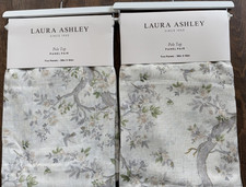 New Laura Ashley Queensbury Bird Curtains 38"x96" Linen Blend Natural Set of 4