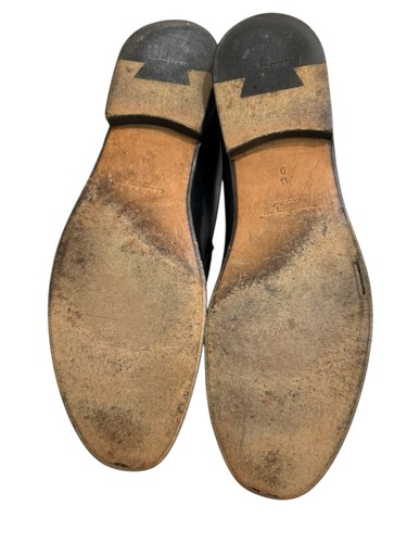 Salvatore Ferragamo Herren Schwarz Leder Pferd Gebiss Halbschuh Slipper Elegant Schuhe 13 D - Bild 8 von 11