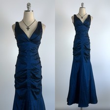 Vintage 90s Y2k Archive Royal Blue XSCAPE Fishtail Ruched Classy Prom Dress