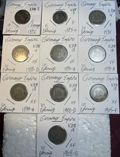 1875 - 1908 Germany Empire 2, 5 & 10 Pfennig 10 Coin Lot Collection