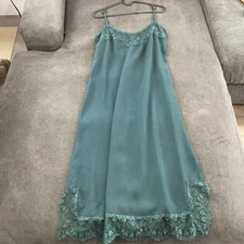 GRADE & GATHER Midi Green Lace Slip Dress (Size M/M)