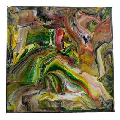 Original Abstraktes Gemälde Öl auf Leinwand Sommer Fantasy Nr. 6 am Rand 8x8 Zoll