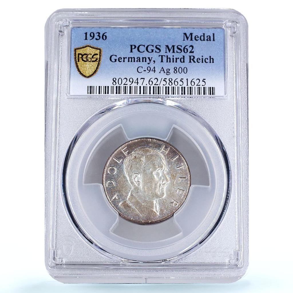 Germany Third Reich Adolf Hitler Birth C-94 MS 62 PCGS silver