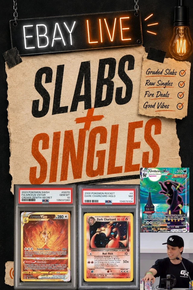 🔥SLABS & SINGLES NIGHT - $1 START POKEMON 🔥