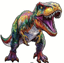 TYRANNOSAURUS REX Wooden Jigsaw Puzzle Non-Interlocking Shapes  Medium 7.9"x8"