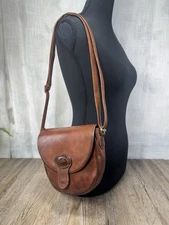 Giudi Leather Saddle Crossbody Bag Brown Boho Classic Soft Luxury Natural Italy