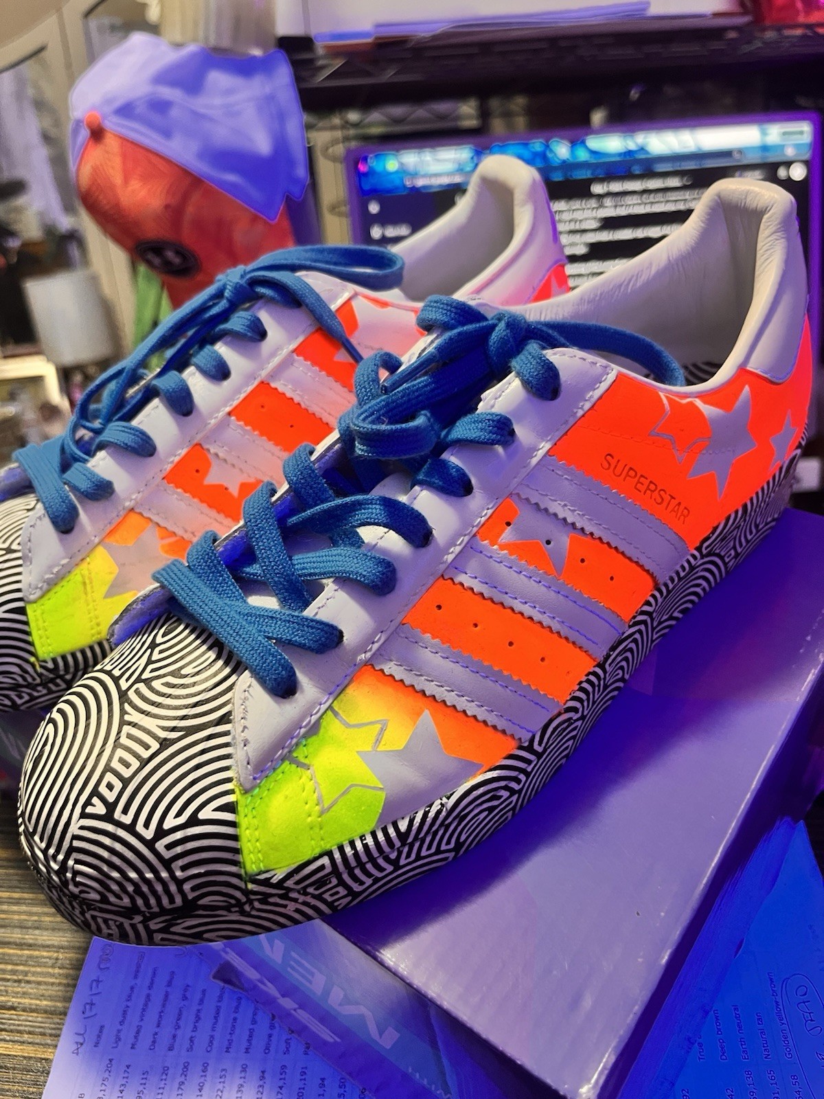 One Of A Kind Hand Painted Custom Adidas Superstar thumbnail 4