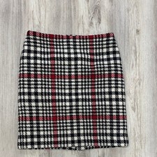 Talbots Black and Red Plaid Pencil Skirt wool blend size 6