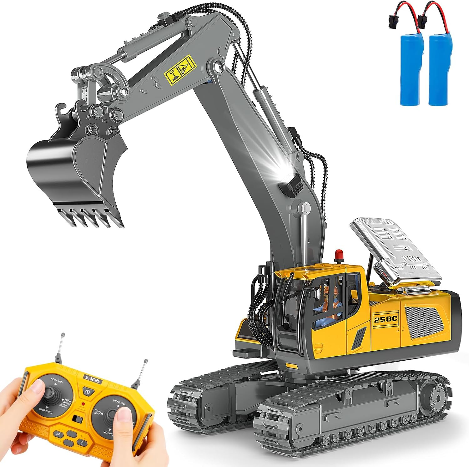 Excavadora Teledirigida Juguete Construccion Metal Luz para Ninos 11 Canales