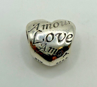 Original Pandora Retired Language of Love Herz Charm #791111 S925 ALE
