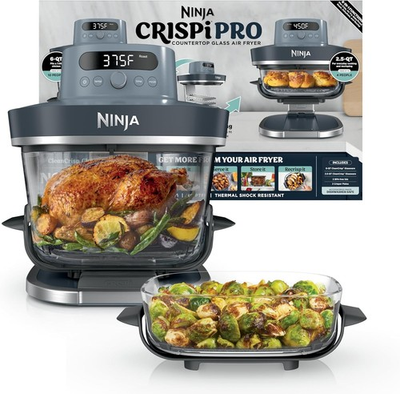 #ad Ninja Crispi Pro 6 in 1 Glass Air Fryer With Nontoxic 6qt amp; 2.5qt Containers $187.46