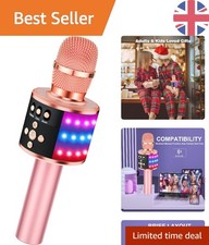 4-in-1 Bluetooth Karaoke Microphone - Singing Mic with Built-in Speaker  Lights