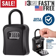 4-Digit Combination Password Key Lock Box Safe Metal Key Home Storage Case USA 