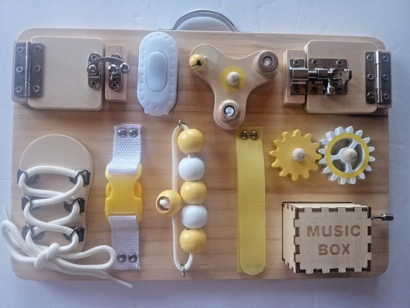 Dementia Alzheimer Montessori Fidget Busy Board for Adults Brain ~12x9"