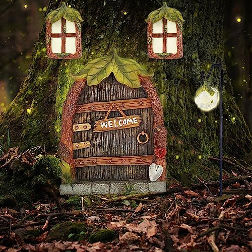 Miniature Fairy Garden Accessories Fairy Door and Windows for Trees, Glow in - Picture 4 of 7