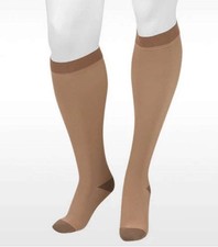 Juzo Soft Silver Knee High, Silicone Dot Band, Closed Toe, Size:IV Beige 
