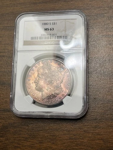 1880 S Morgan dollar NGC MS 63 obv beautifully toned GENUINE GUARANTEE