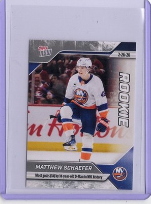 Matthew Schaefer Rookie 18 Goals 2025-26 Topps NOW Sticker #110 Islanders Fire!