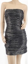 $168 AQUA Dresses Designer Gray Shine Strapless Cinched Cocktail Dress US 4