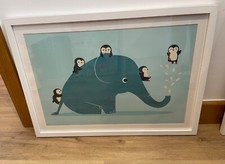 Juniqe children bedroom poster in wooden frame 50x70 (Elephant/Safari theme)