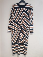 M & S Collection Women's Office Work Midi Dress UK 12 Brown Colour Block