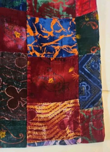 1970's Vicky Vaughn Velvet Patchwork Long Skirt Boho Hippy Gypsy Junior Sz 7 - Picture 3 of 16