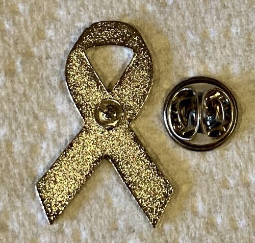 NEW Oesophagus Cancer Awareness ribbon enamel periwinkle badge / brooch.Charity. - Picture 2 of 2