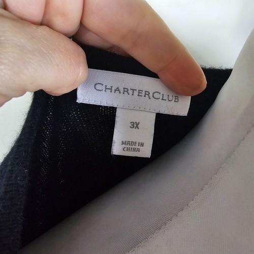 Charter Club Womens Black Cashmere/ Wool Blend Sweater Sz 3X Soft Quiet Luxury - Picture 4 of 8