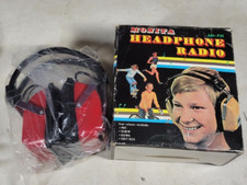 -MONITA- Headphone AM/FM Vintage radio headset model no. HP9000AF RED 