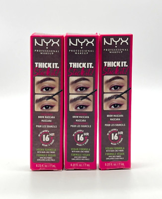 Lot of 3 New NYX Thick It Stick It Thickening Brow Gel Mascara - Cool Ash Brown
