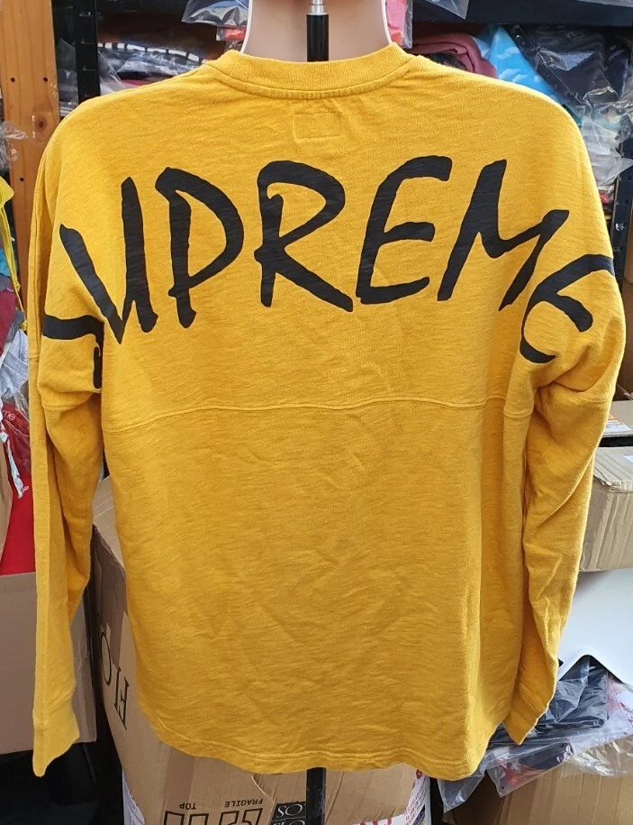FW14 Supreme Arena Top Manica Lunga L/S Tee Taglia L Grande Giallo T Shirt Logo