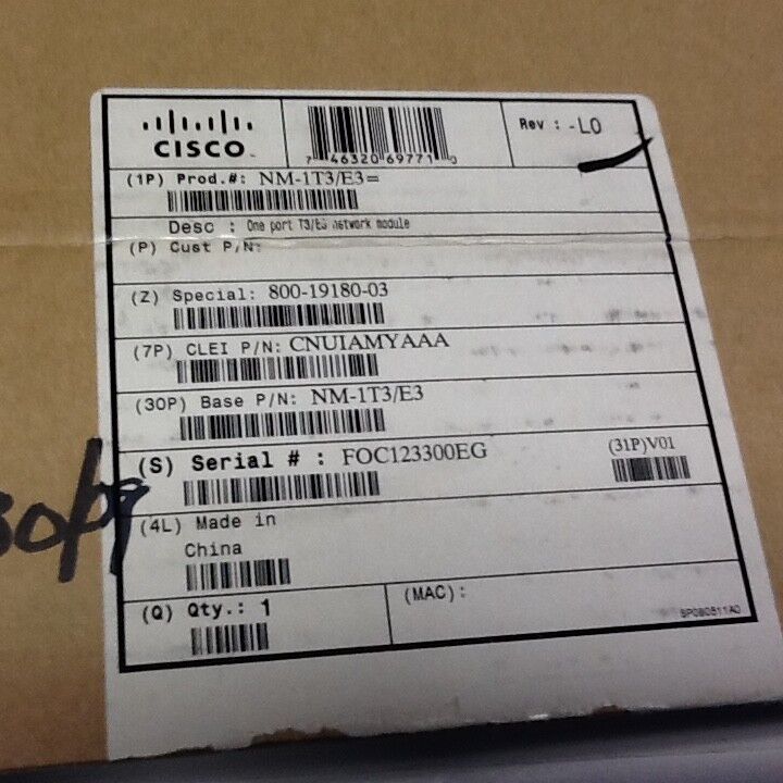 CISCO NM-1T3/E3 One Port T3/E3 Network Module New open box CISCO NM-1T3/E3 One Port T3/E3 Network Module New open box