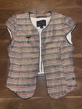 Maison Scotch Sz1 Uk 8 10 Gold Multi Metallic Paris Stripe Cap Sleeve Jacket