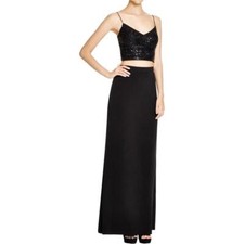 ADRIANNA PAPELL 379 Black Embellished FORMAL 2 PC Skirt Suit Outfit 10 NWT