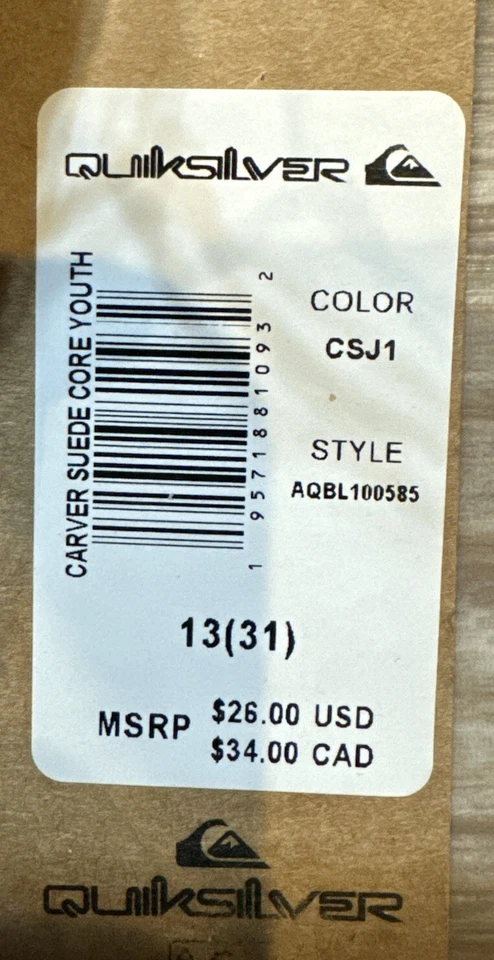 Sandalia Quiksilver Talladora Gamuza Núcleo Jóvenes Niños Talla 13. Venta al por menor $26 Foto 2 de 3