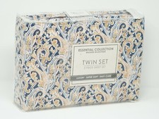Jessica Sanders Printed Microfiber 3-Pc Paisley Sheet Set - TWIN - Blue / Orange