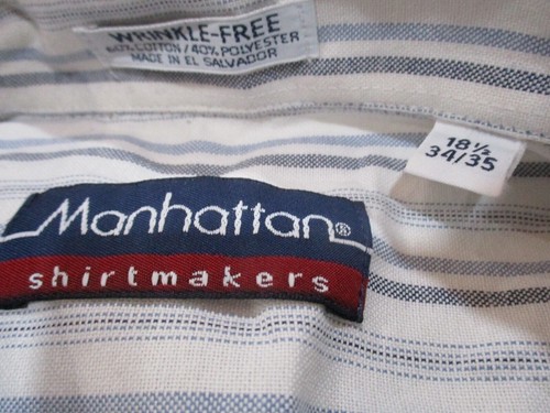 manhattan shirtmakers long sleeve shirt sz 18 1/2 34/35 - Picture 2 of 5