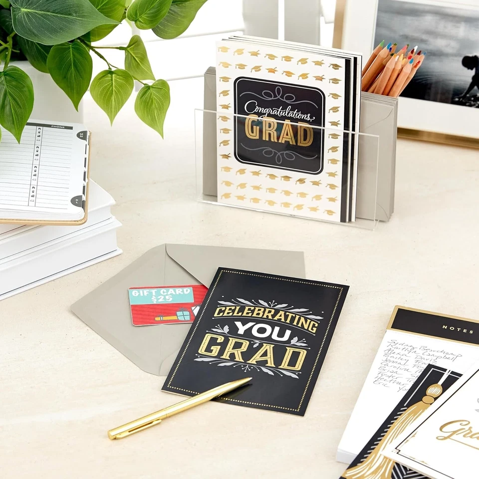 Graduation Cards Assortment, Black and Gold (12 Cards and Envelopes, 4 Designs) - Image 4 of 4
