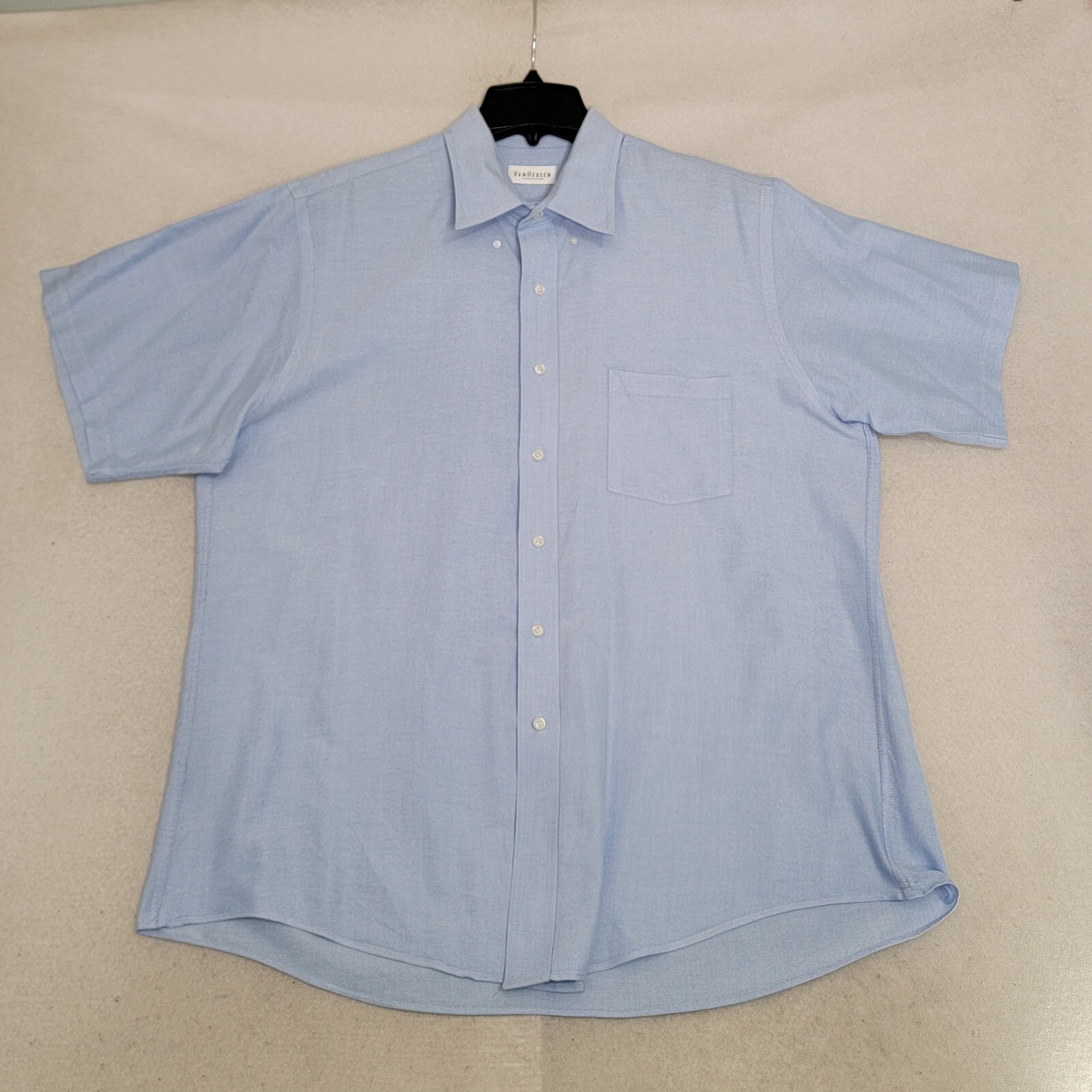 Van Heusen Shirt Mens BLUE 17 S/S Button-UP Casual Work Wear Dress Casual Logo thumbnail 15