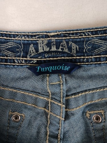 Pantalones de mezclilla Ariat turquesa para mujer 32S (35x29) tiro medio bootcut refuerzo reparado - Imagen 12 de 16